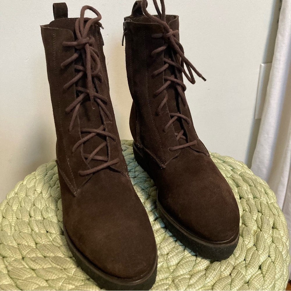 NEW Roberto Del Carlo Chocolate Brown Suede Hidden Wedge Boots - Picture 3 of 10